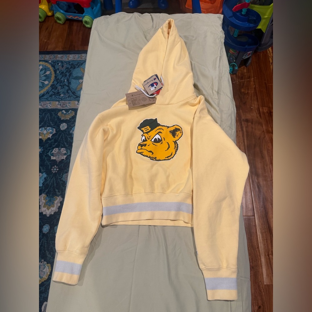 NWT‎ Champion College Vault Cropped Hoodie Yellow Vintage Aesthetic - Small